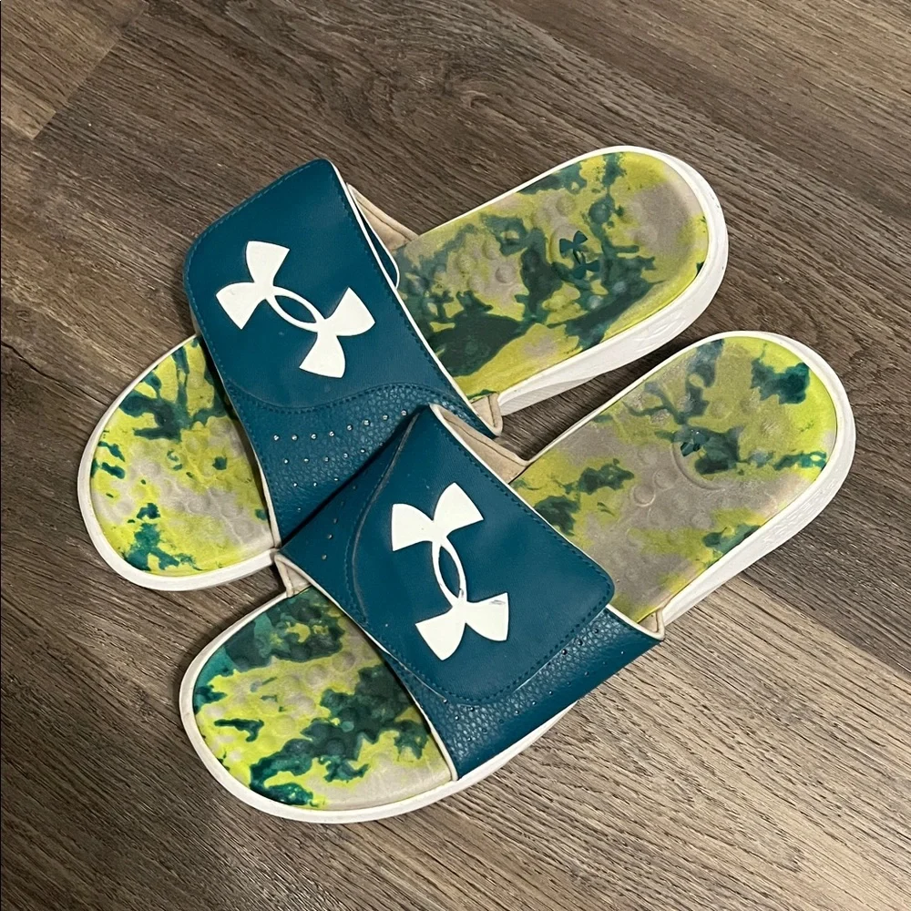 Under Armour Ignite Pro Green Slides Slip On Shoes Size 10